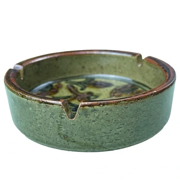 Vintage‎ MCM Otagiri Stoneware Handmade Ashtray Trinket Holder With Floral Motif - Picture 2 of 6